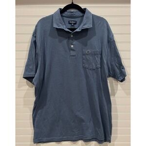 Fish Hippie Co Mens XXL Blue Striped Pima Cotton Stretch Polo Shirt Short Sleeve